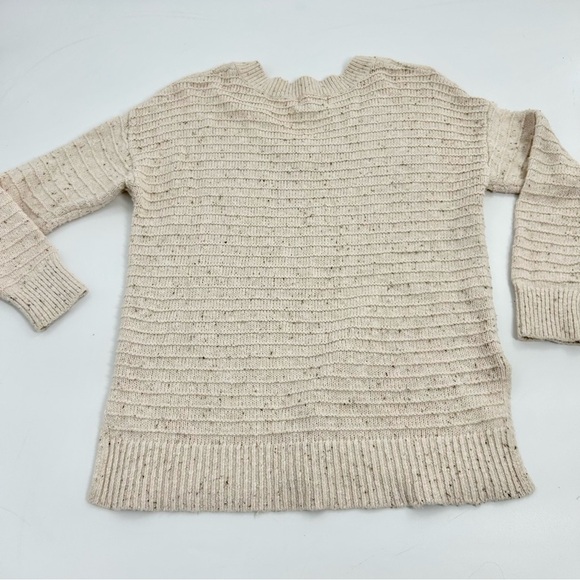Cream Tunic Length Chunky V-Neck Speckled Lagenlook Old Navy Sweater Small - Picture 4 of 5